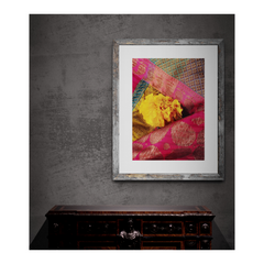 MARIGOLD WITH INDIAN TEXTILE PHOTOGRAPHIC PRINT