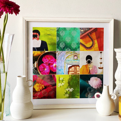 MULTICOLORED ELEMENTS OF INDIA COLLAGE PRINT
